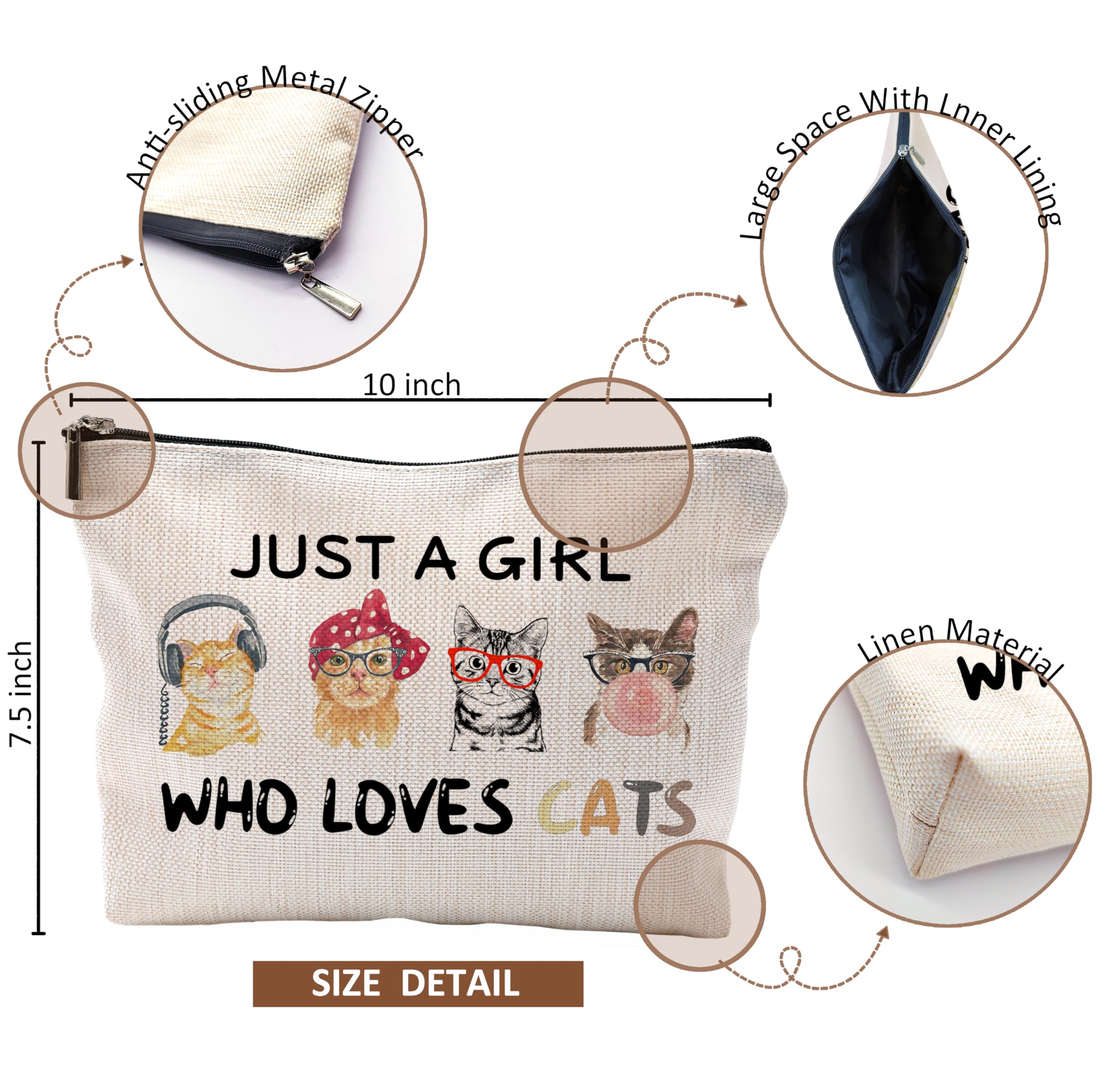 Funny Cat Makeup Bag with Zipper - Perfect Gift for Cat Lovers & Birthday Presents