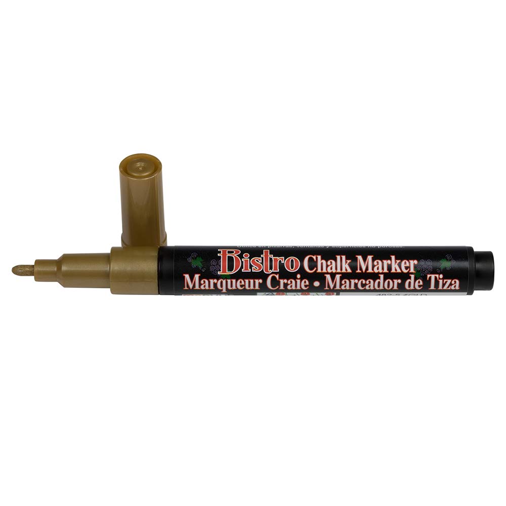 Dustless Erasable Chalk Markers - Fine Point Liquid Chalk Pen for Whiteboards, Glass & Chalkboards - Non-Toxic Gold Marker for Restaurants, Cafes & Classrooms - Sold Individually