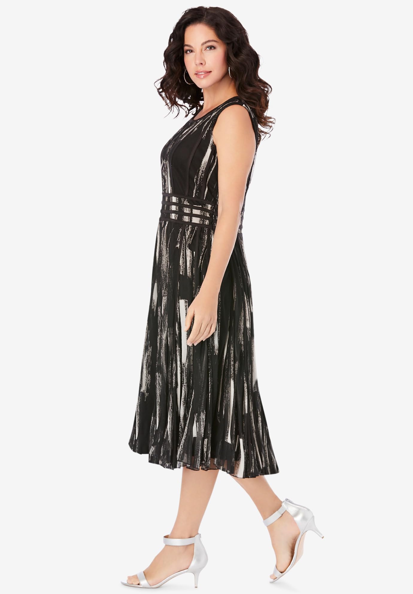 Romantic Plus Size Printed Empire Waist Dress for Women | Flowy Midi Dress for Casual Wear, Parties & Special Occasions