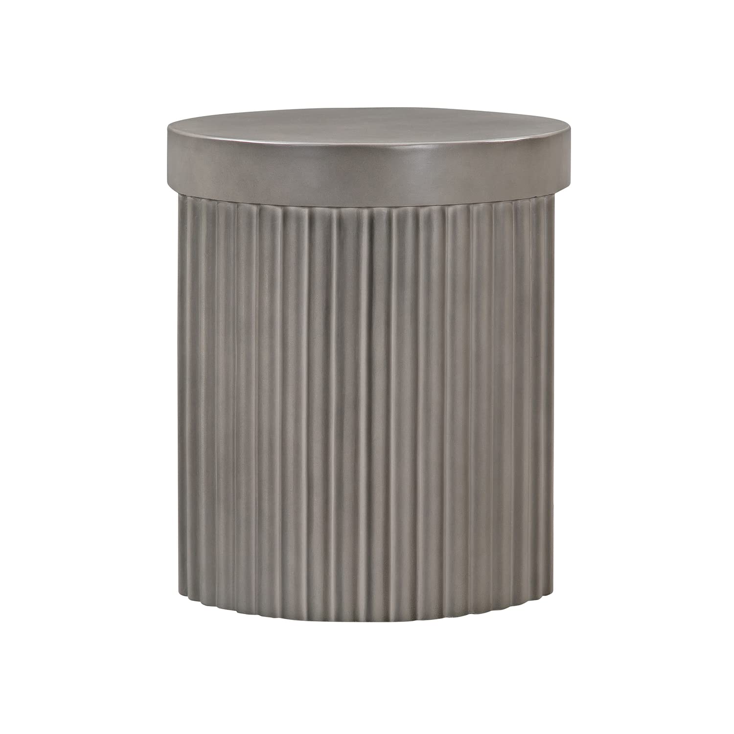 Wave Round Concrete Accent Stool - Indoor/Outdoor Side Table, End Table in Modern Grey | Perfect for Patio, Living Room & Bedroom Decor