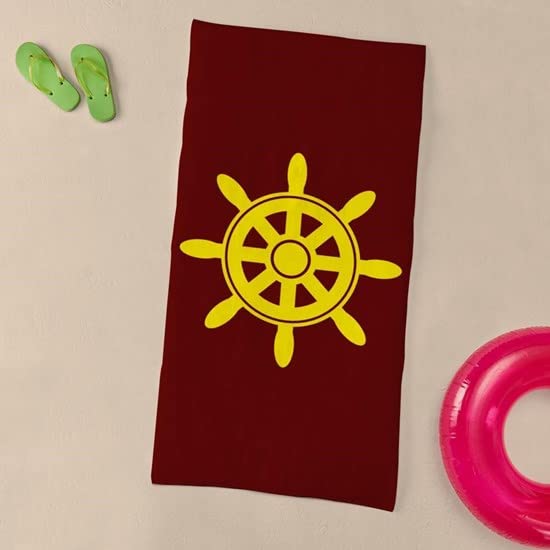 Maroon and Gold Ship Wheel Large Beach Towel - Soft, Unique Design for Pool, Beach & Summer Vacations | CafePress
