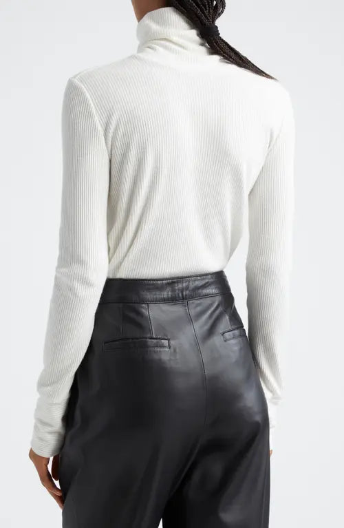 Ananda Women's Long Sleeve Turtleneck Sweater - Ivory - Soft Winter Knit Pullover for Office, Date Night & Casual Outfits
