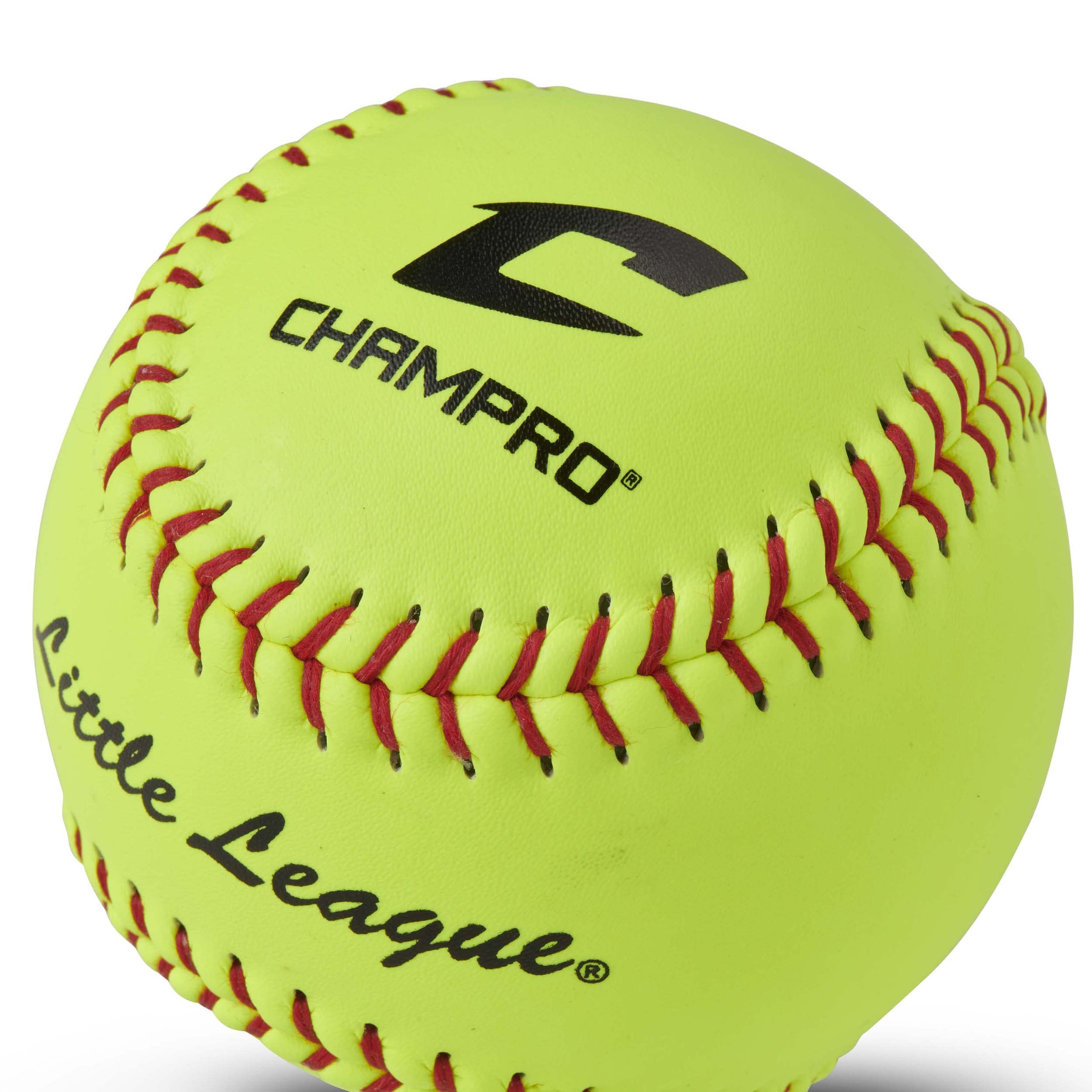 Champro Little League 12-Inch Poly Leather Baseball Glove - Red & Optic Yellow for Youth Baseball Practice & Games