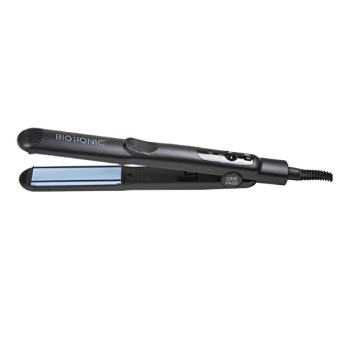 BIO IONIC Onepass Professional Hair Styling Iron - Fast Heating, Smooth Glide for Salon-Quality Results at Home - Perfect for Straightening, Curling & Styling All Hair Types