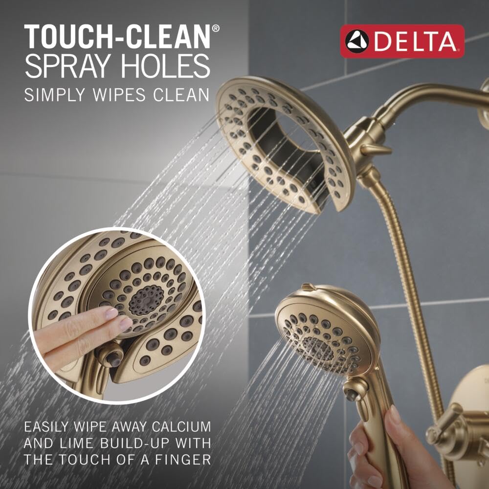 Delta Faucet Saylor 17 Series Gold Shower Valve Trim Kit with In2ition 2-in-1 Shower Head & Handheld Spray - Champagne Bronze T17235-CZ-I (Valve Not Included) - Perfect for Bathroom Renovation & Luxury Spa Experience