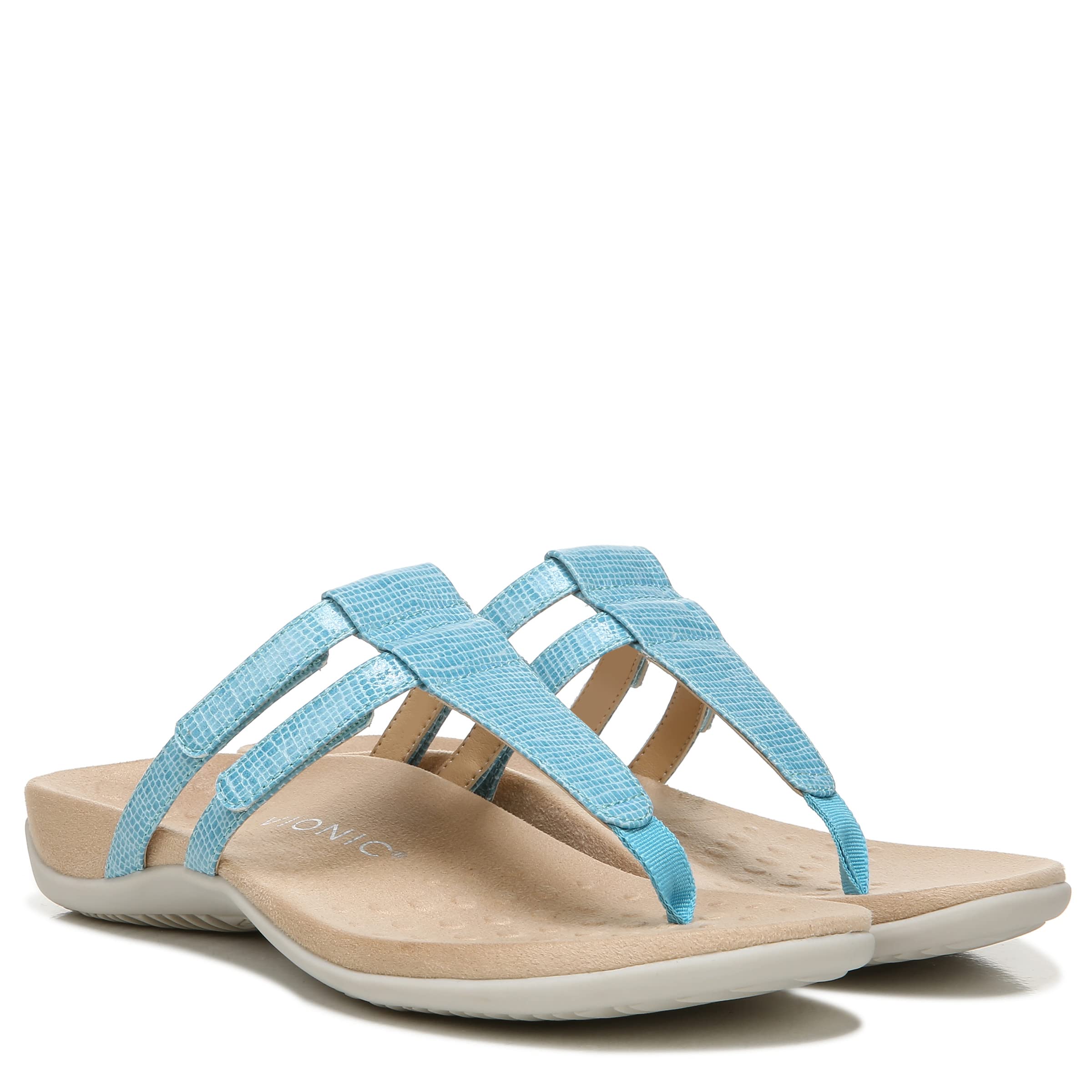 Vionic Elvia Women's Adjustable Orthotic Slip-On Sandals with Arch Support - Comfortable Walking Shoes for Plantar Fasciitis, Flat Feet & Heel Pain Relief - Perfect for Beach, Travel & Everyday Wear