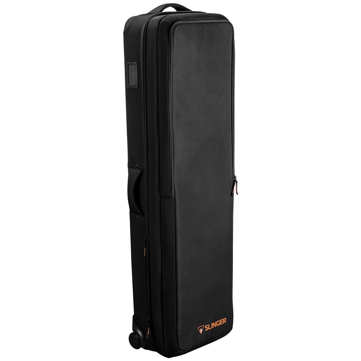 Slinger L6 BigBag Light Stand Rolling Case for Three C-Stands – Black Carrying Case with Bright Orange Interior, Adjustable Dividers, Roller-Bearing Wheels & Fabric Straps – Perfect for Studio, Photography, and On-Location Video Shoots