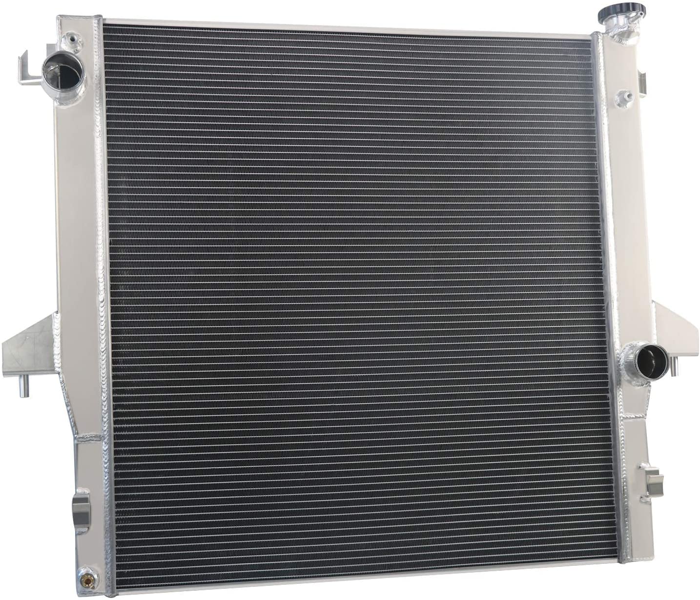 34mm Aluminum Radiator with Electric Fan Shroud & Thermostat Kit - Replacement for 2003-2009 Dodge Ram 2500/3500 & 2008-2010 Ram 4500/5500 - Fits 5.9L & 6.7L Cummins Diesel Engines - 2 Row Core Cooling System - Perfect for Towing, Off-Road & Heavy-Duty Use