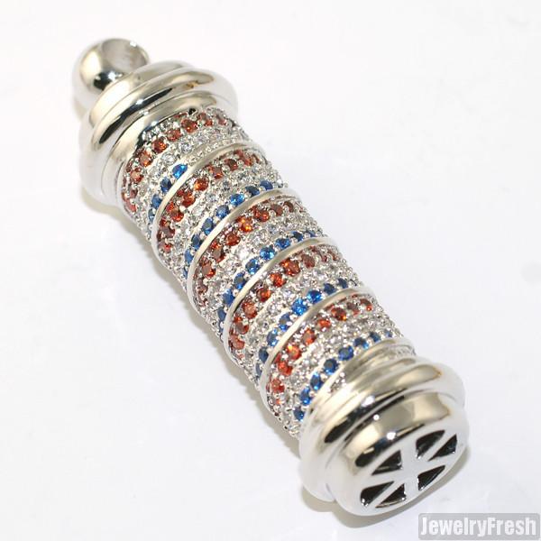 925 Sterling Silver Iced Out Barber Pole Pendant Necklace for Men - Hip Hop Jewelry, Bling Chain for Rappers & Streetwear Fashion - Perfect for Gifts, Parties & Music Events