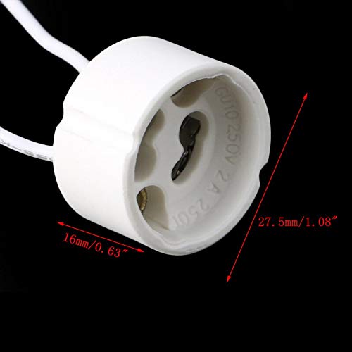 GU10 Socket LED Bulb Holder - Ceramic Lamp Base with Wire Connector for Halogen & LED Bulbs - Perfect for Home Lighting, Track Lights, and Recessed Ceiling Fixtures