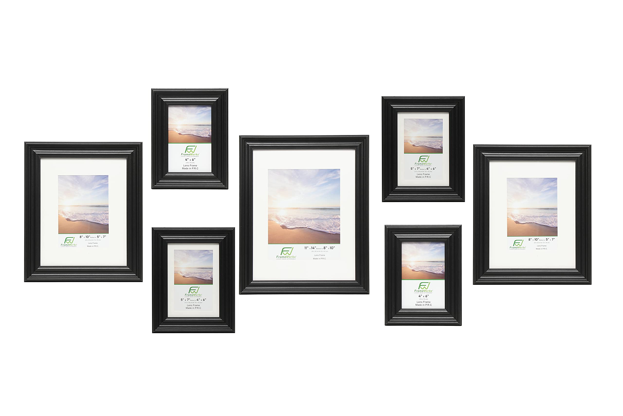 FrameWorks - 2-Pack 11” x 14” Black Wooden Picture Frames with 8
