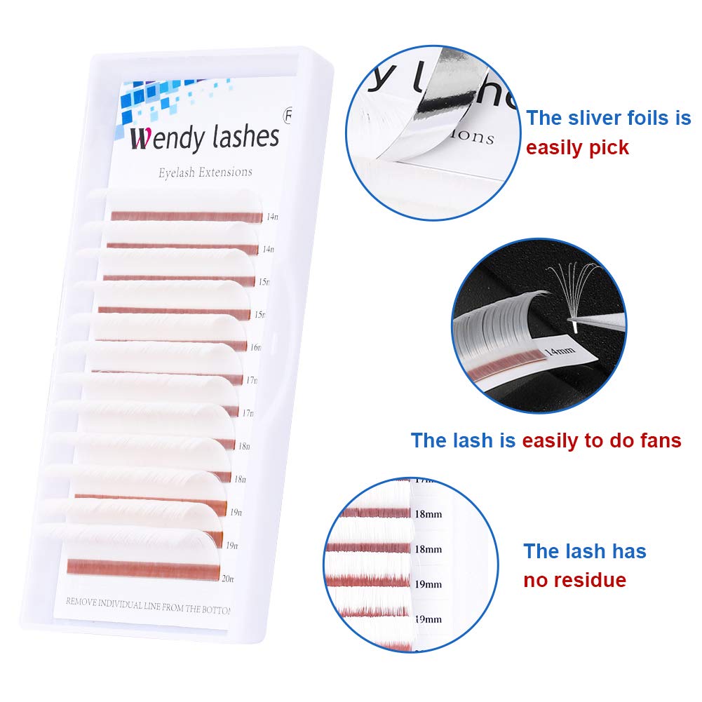 Wendy Lashes Easy Fan Lash Extensions - White D Curl Volume Eyelash Extensions (0.07mm, 14-20mm) for Natural & Dramatic Look | Perfect for Weddings, Parties & Daily Wear