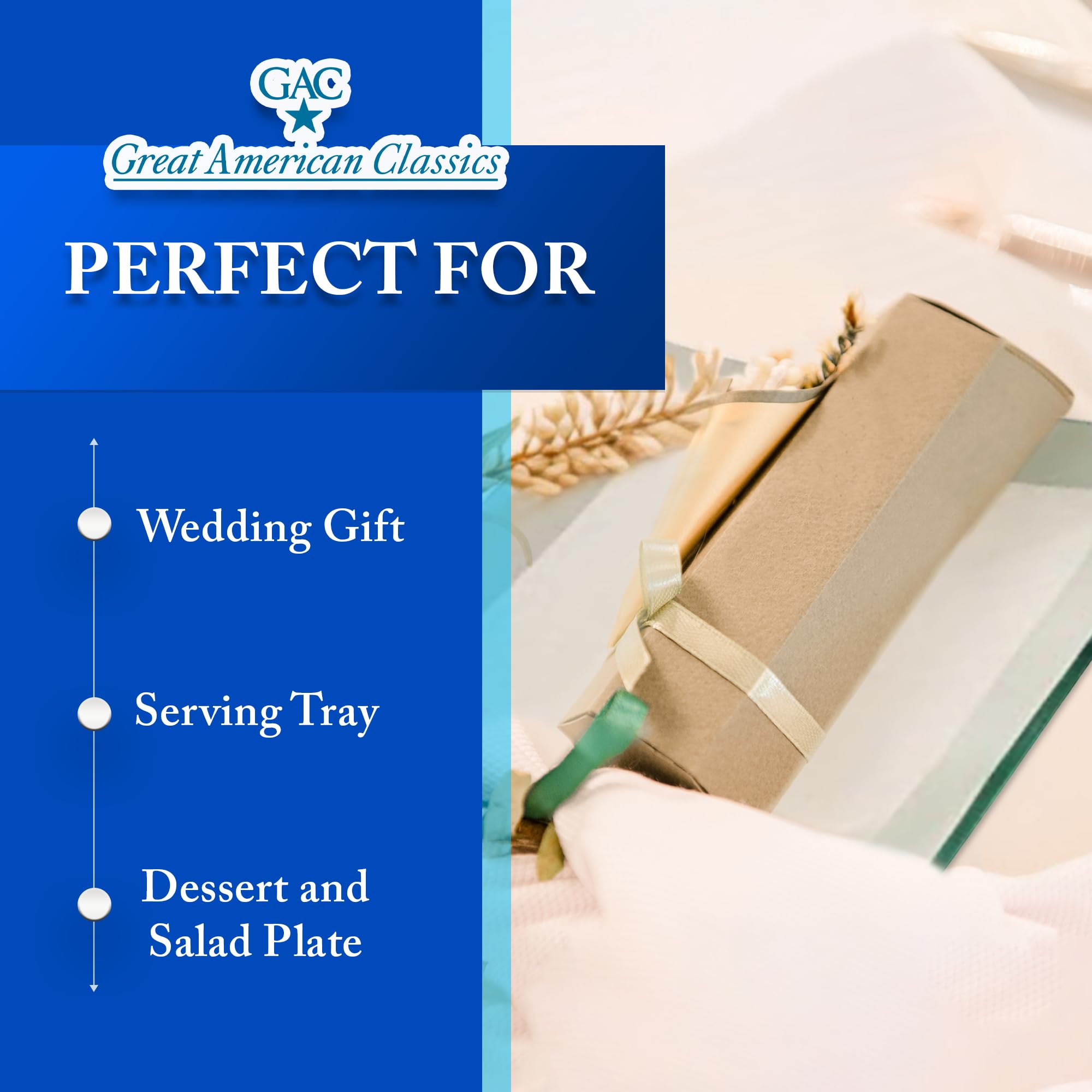 GAC Modern 6-Inch Square Tempered Glass Plates – Elegant Dessert & Cocktail Plates Set of 4, Durable & Stylish, Microwave & Dishwasher Safe – Perfect for Party Serving, Wedding Receptions & Home Entertaining