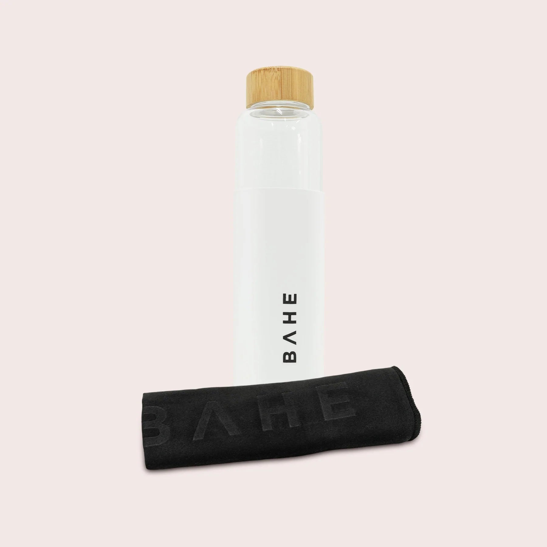 BAHE The Sweat Companion - Premium Gym Towel & Water Bottle Set for Workouts (Black/White) | Perfect for Gym, Yoga, Running & Outdoor Activities
