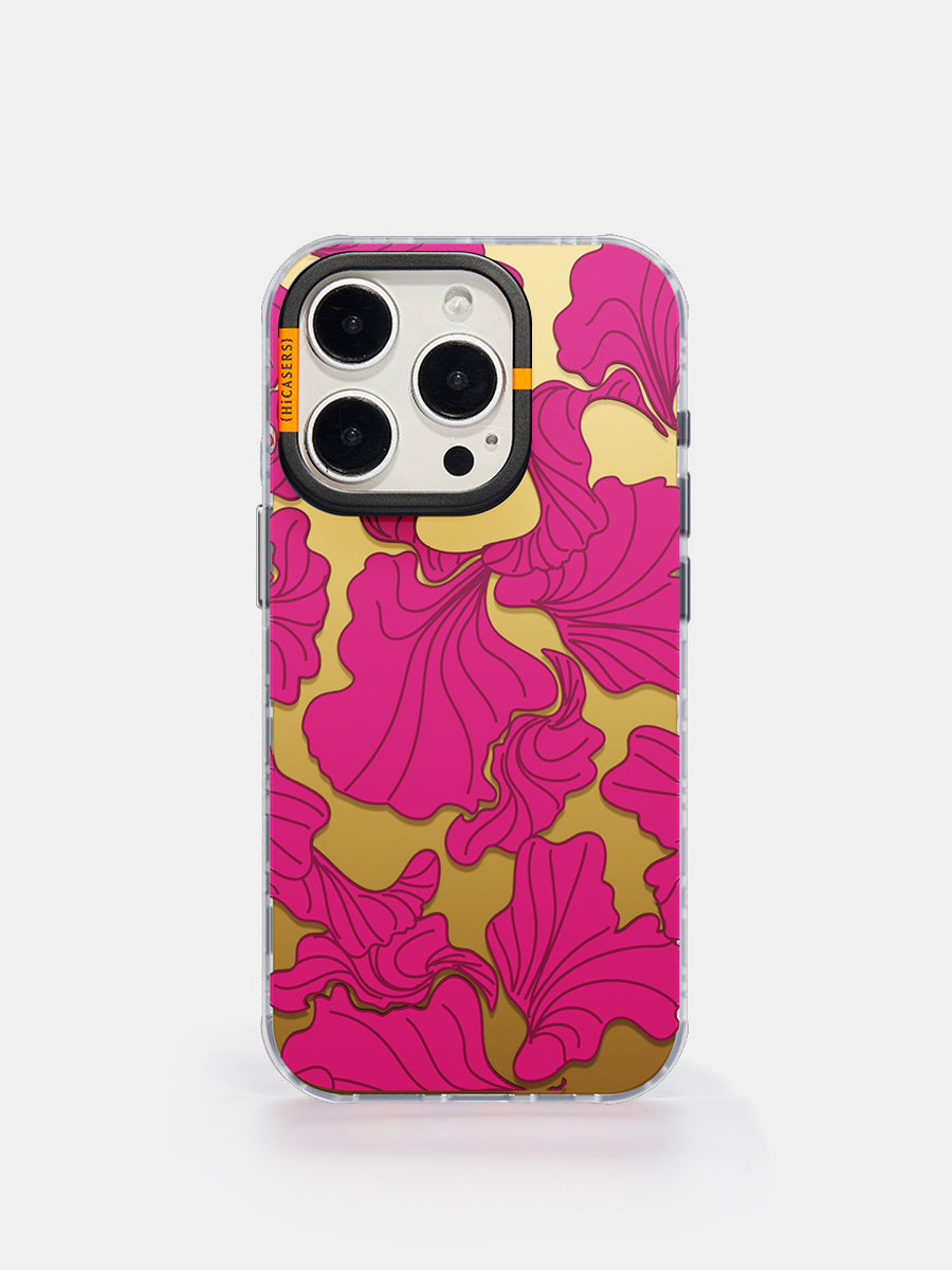 Golden Magenta Dancing Flower Phone Case - Trendy Protective Cover for iPhone & Samsung - Perfect for Parties, Gifts & Everyday Use
