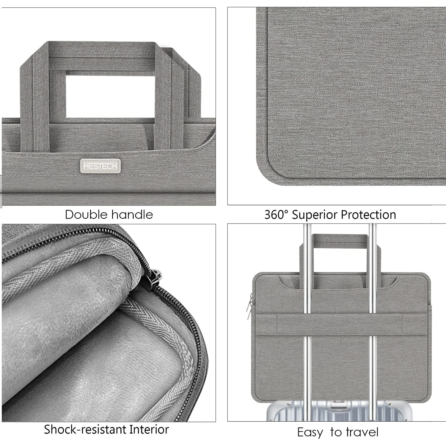 HESTECH 17 Inch Laptop Sleeve Shoulder Bag for MacBook Pro 16 17 Inch, Dell XPS, HP Envy - Waterproof Neoprene Case with Padded Protection - Perfect for Work, Travel & School (Gray)