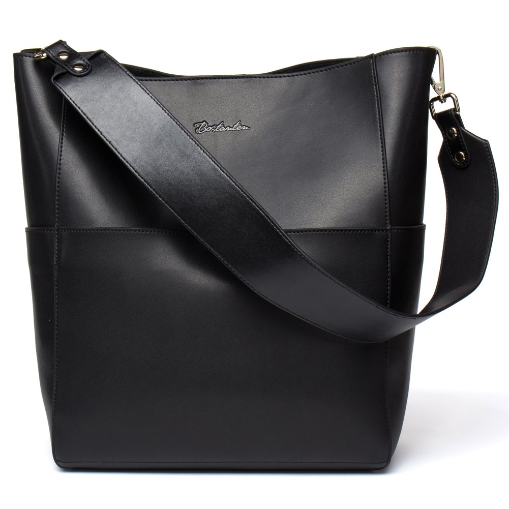 BOSTANTEN Women's Genuine Leather Designer Handbag - Stylish Tote Purse & Shoulder Bucket Bag for Work, Travel & Everyday Use