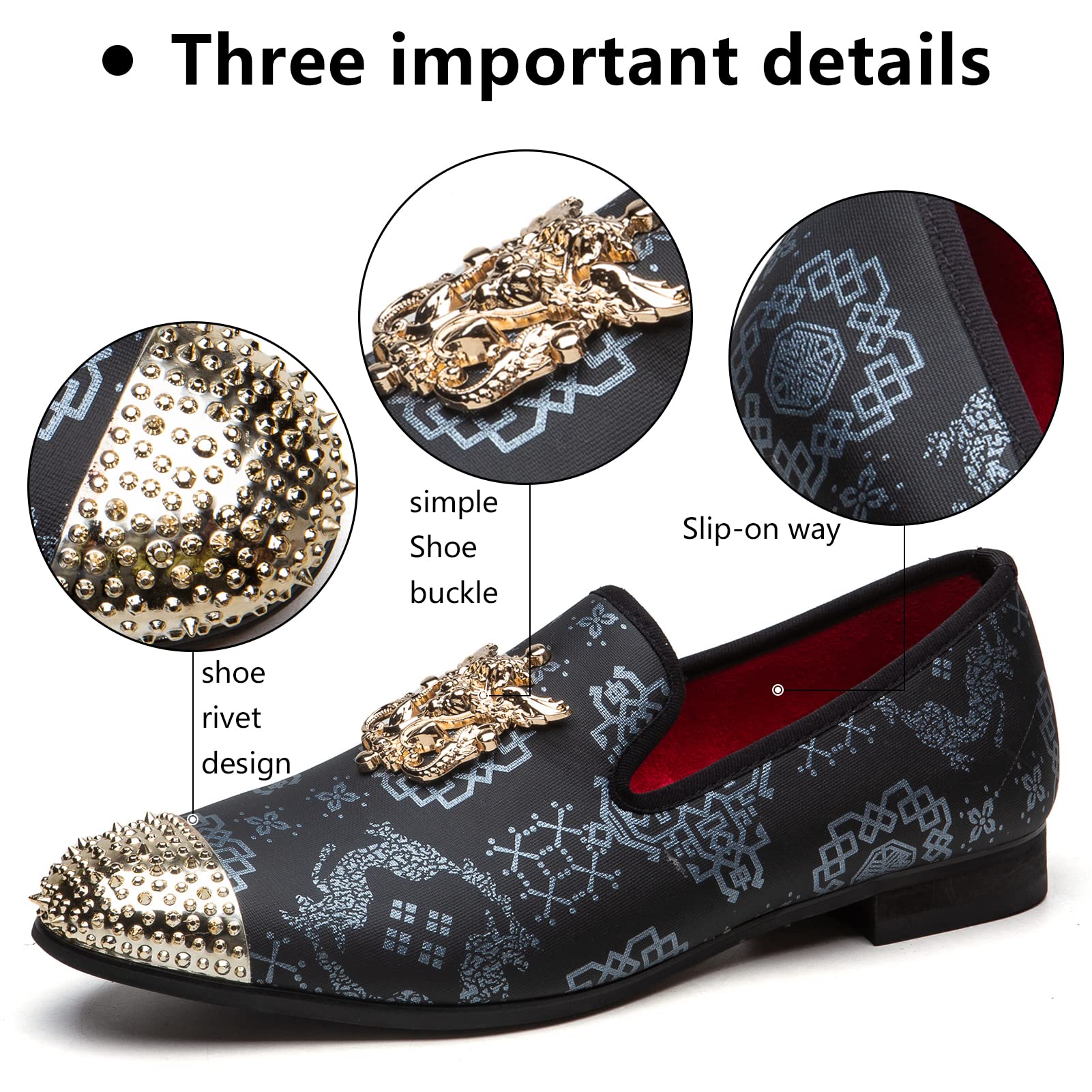 Meijiana Men's Velvet Loafers - Luxury Dress Shoes with Metal Embellishments for Parties, Weddings & Formal Events | Comfortable Slip-On Loafers for Business & Evening Occasions