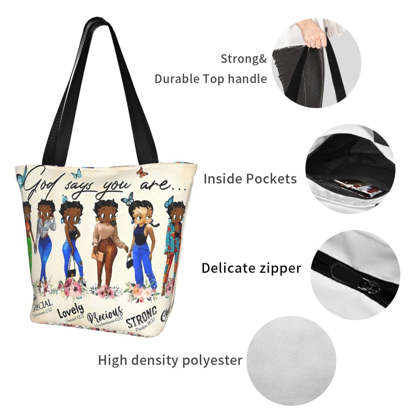 African American Queen Tote Bag for Women - Premium Quality Shoulder Handbag for Casual Use, Work, and Travel | Stylish Black Women's Shoulder Bag