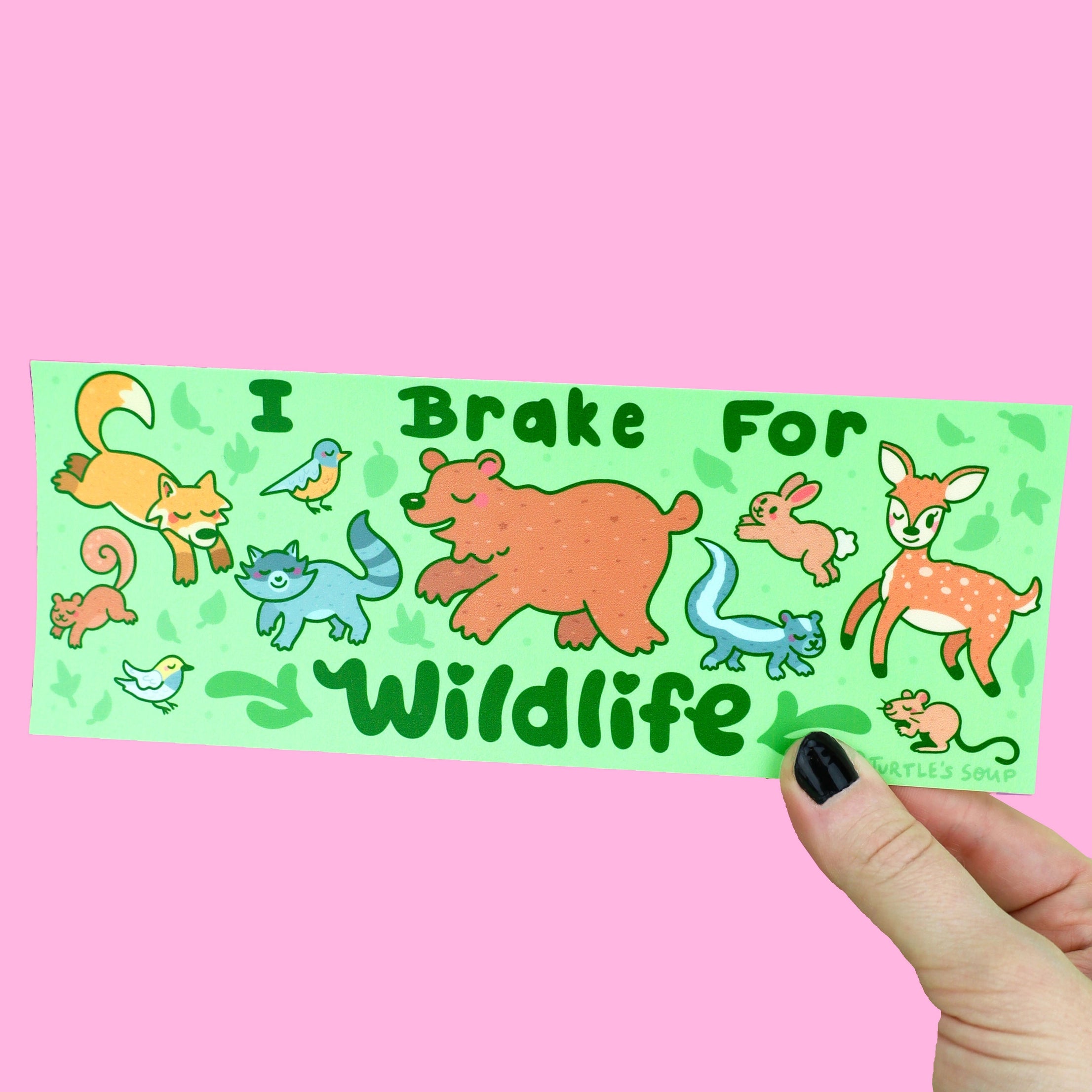 Eco-Friendly 'I Brake for Wildlife' Vinyl Bumper Sticker - Adorable Forest Animal Car Decal for Vehicles, Coolers & Outdoor Gear - Perfect for Nature Lovers & Road Trips