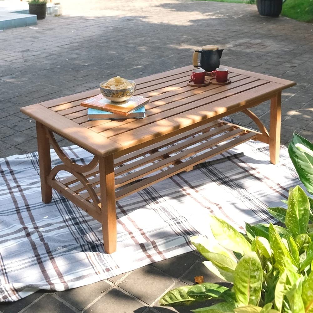 Cambridge Casual Chester Superior Indonesian Teak Patio Coffee Table - Natural Teak Wood Outdoor Furniture for Garden, Deck, Poolside & Patio