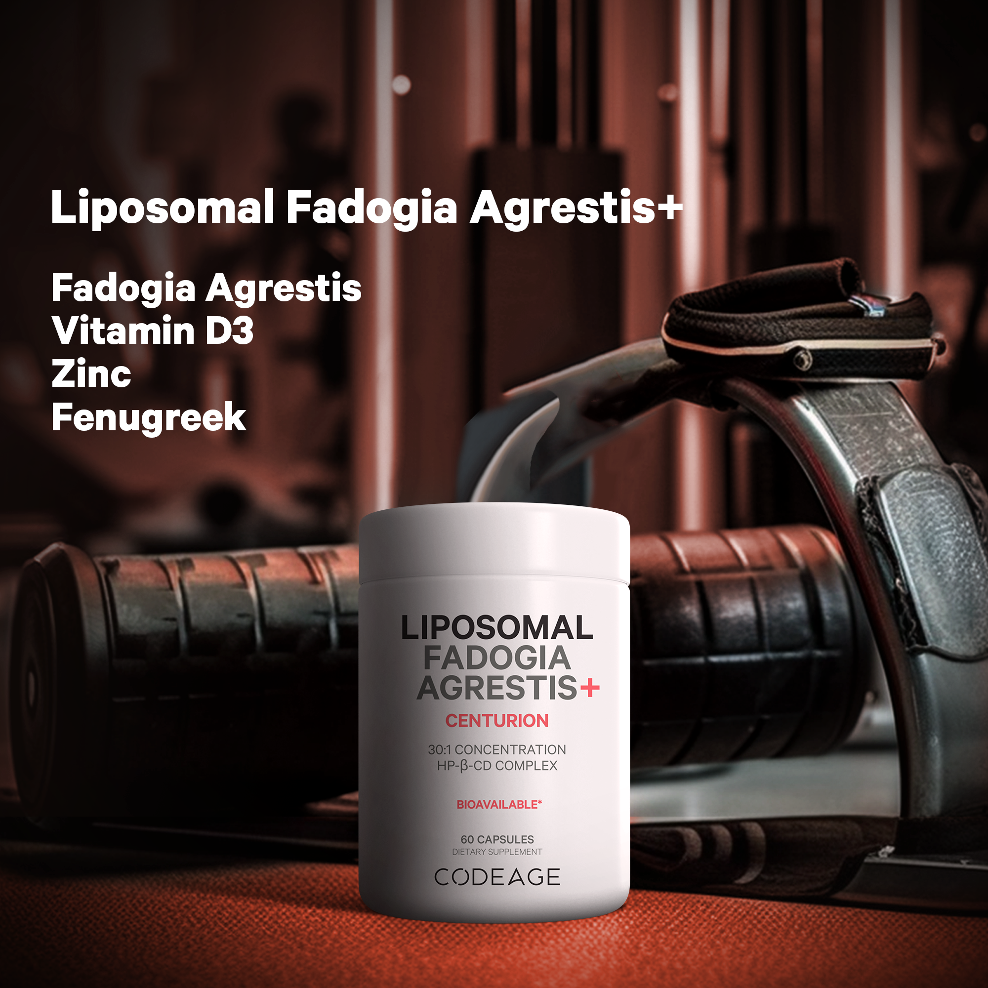 Codeage Liposomal Fadogia Agrestis Supplement - 500mg Natural Testosterone Booster for Men - Supports Energy, Strength & Vitality - Vegan & Non-GMO - Perfect for Workout Recovery & Athletic Performance
