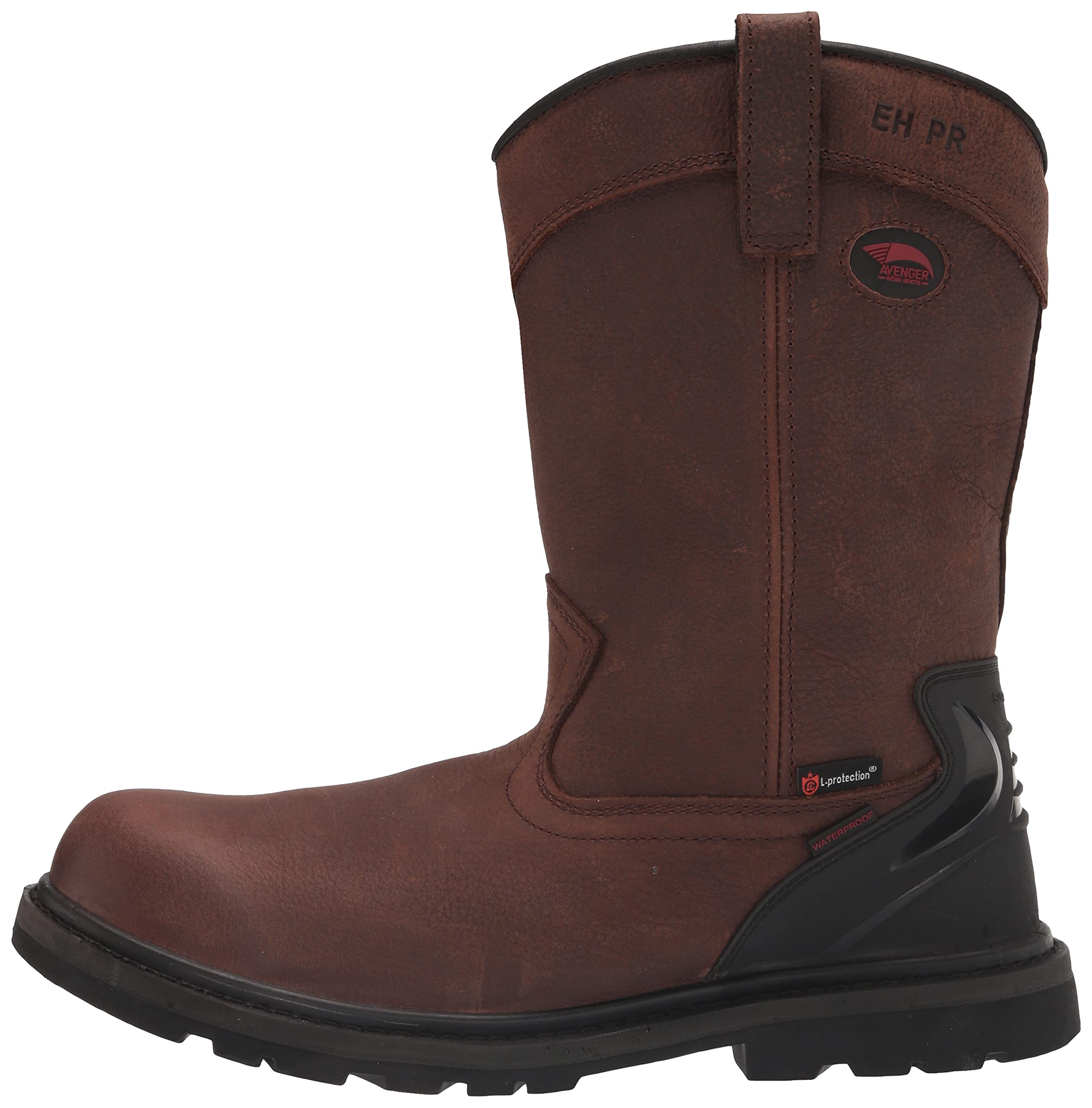 Avenger A7676 Men's EH PR Waterproof Wellington Work Boots - 14 6E Wide, Steel Toe, Slip & Oil Resistant - Ideal for Construction, Landscaping & Heavy Duty Work