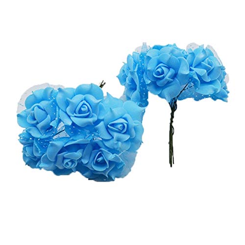 ShineBear 30Pcs 4cm Foam Artificial Rose Flowers - Multicolor Bouquet for Wedding, Party, Home Decor, Scrapbooking (Blue) | Perfect for Centerpieces, DIY Crafts, and Romantic Gift Giving