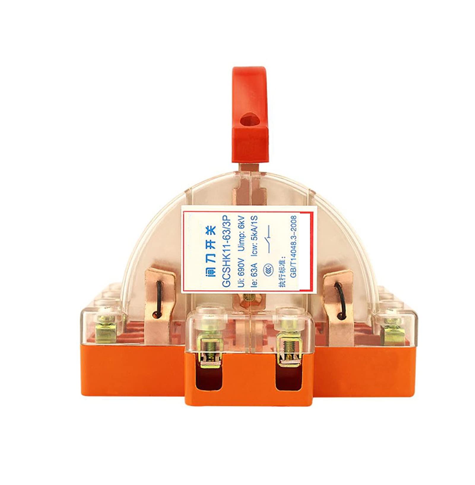 KLVN 3P 225A Transparent Knife Disconnect Switch with Lamp - 2 Pole Double Throw Safety Switch for Industrial Electrical Panels & Power Distribution Systems - Perfect for Commercial Buildings, Factories, and Machine Rooms