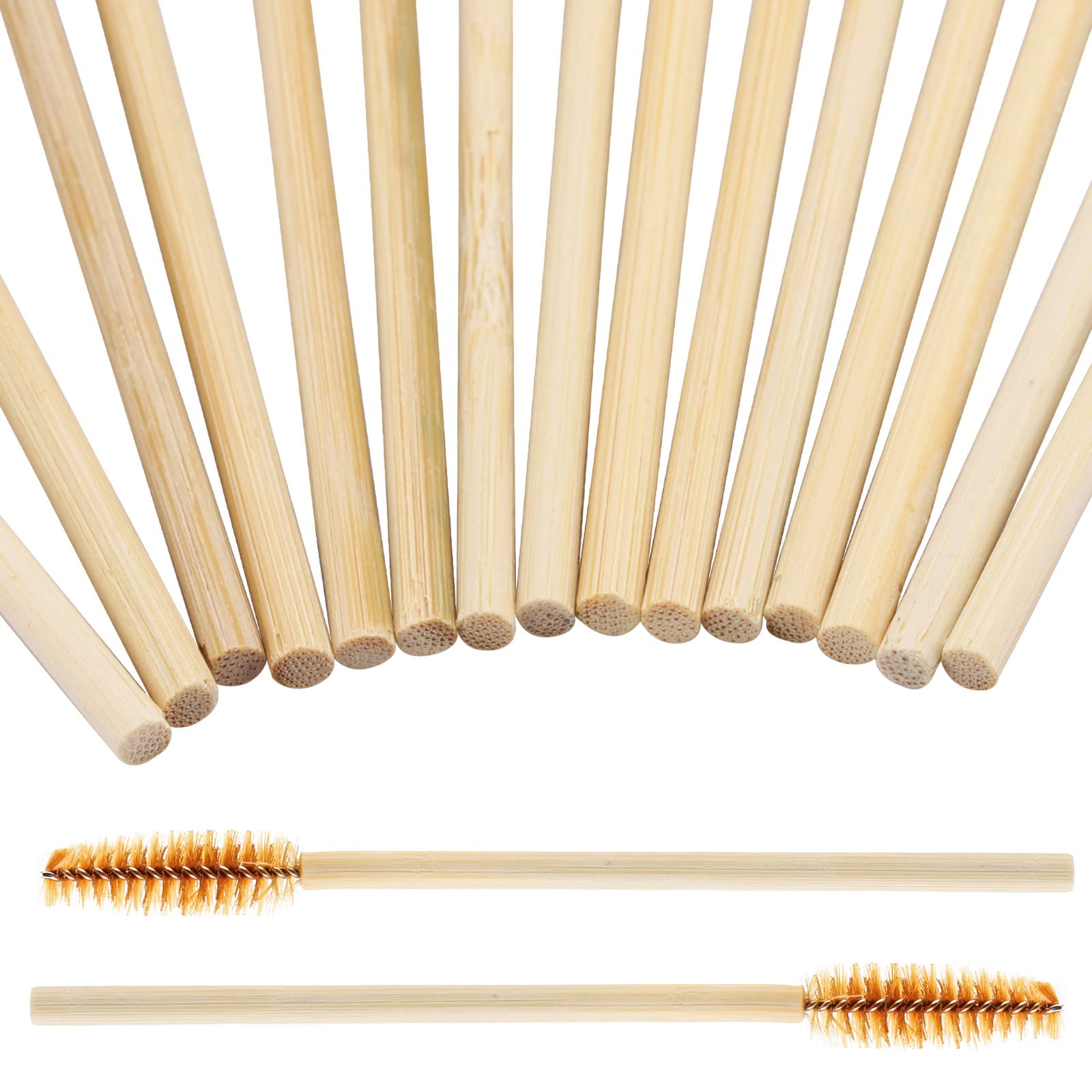 Tbestmax 150 Pack Disposable Mascara Wands - Eyelash Extension Brushes & Eyebrow Spoolies with Bamboo Sticks (Brown) - Perfect for Salon, DIY Lash Extensions & Makeup Application