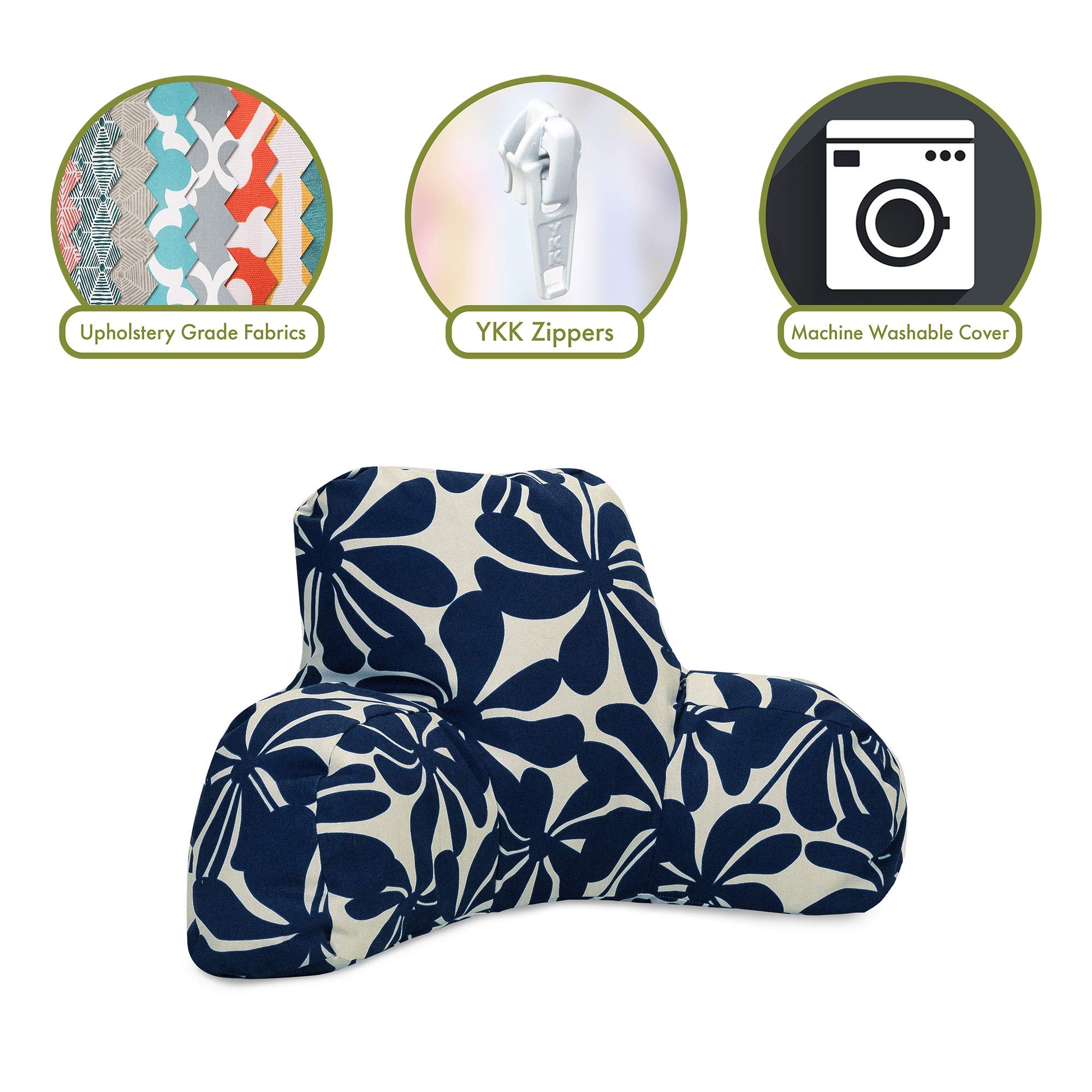 Majestic Home Goods Plantation Reading Pillow - Navy Blue Backrest Support for Bed, Sofa & Floor - Perfect for Reading, Watching TV & Relaxing