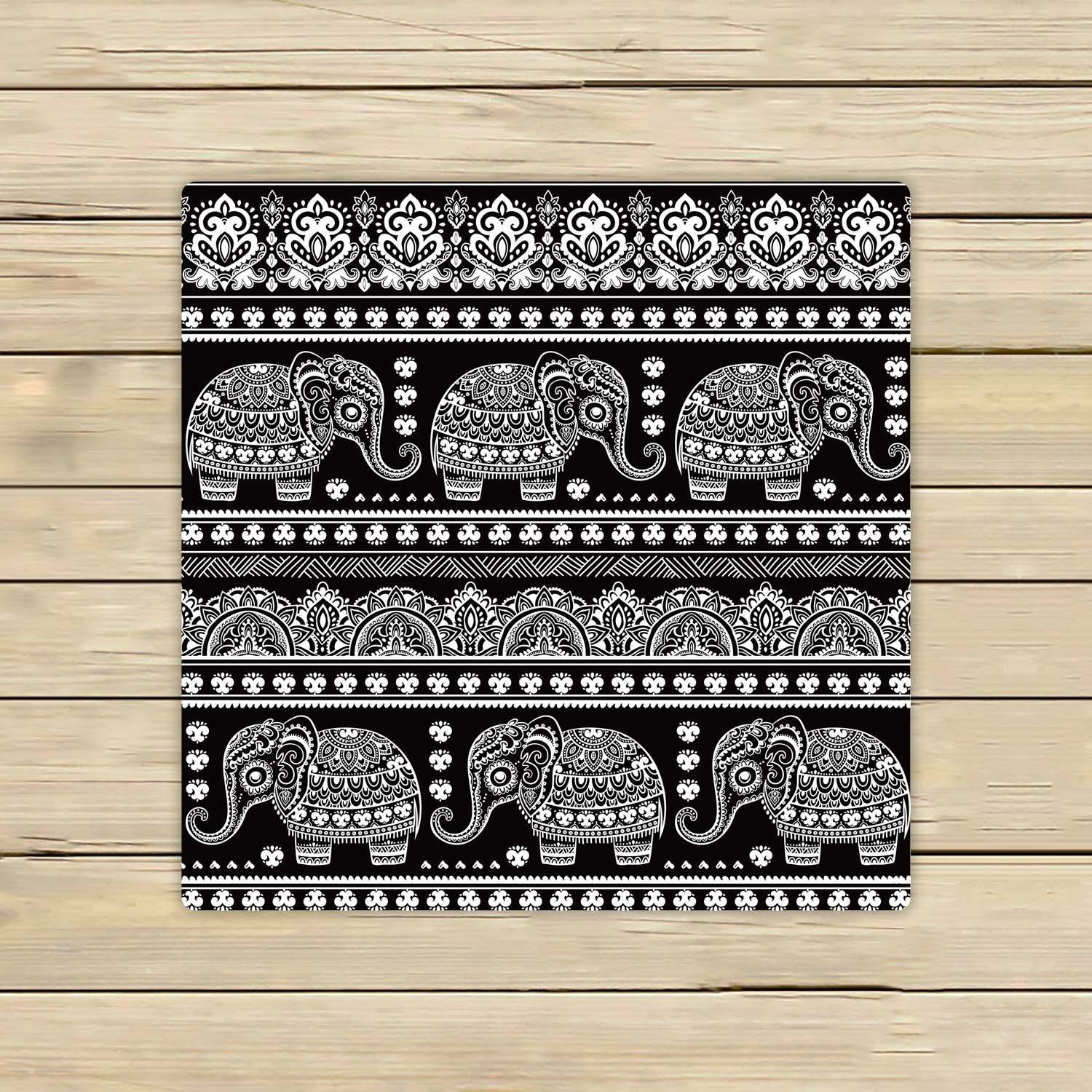 ECZJNT Lotus Ethnic Elephant African Tribal Print Beach Towel - 13x13 Inch Soft Absorbent Quick-Dry Bath & Shower Towel for Home, Travel, Pool, Yoga & Outdoor Activities