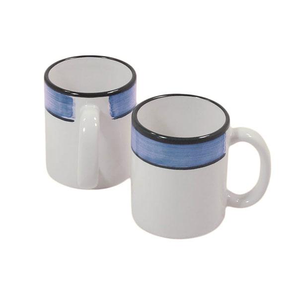 4-Piece Ceramic Coffee Mug Set - White & Blue Spree Pattern - Perfect for Home, Office, and Gift Giving