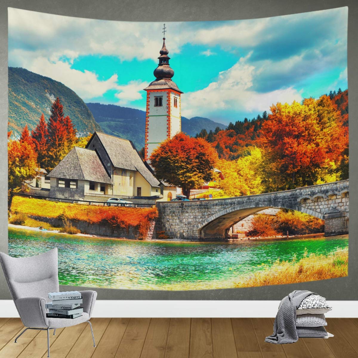 DOMIKING Large Tapestry Wall Hanging 60x51in - European Landscape Scenery Art for Bedroom & Living Room Decor | Perfect for Boho Home Aesthetic, Dorm Room, or Meditation Space