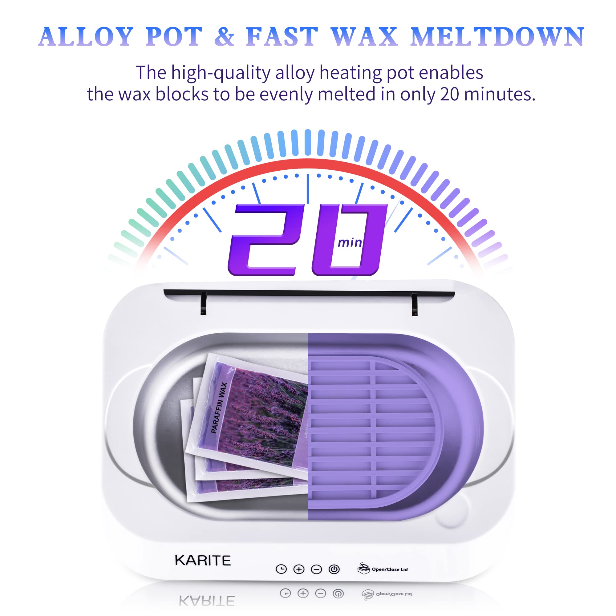 Professional Paraffin Wax Machine for Hands & Feet - Auto Open Lid, 20Min Fast Melt, Precise Temp Control, 4500ml Paraffin Warmer with 18 Refills - Perfect for Spa, Nail Salon & Home Therapy