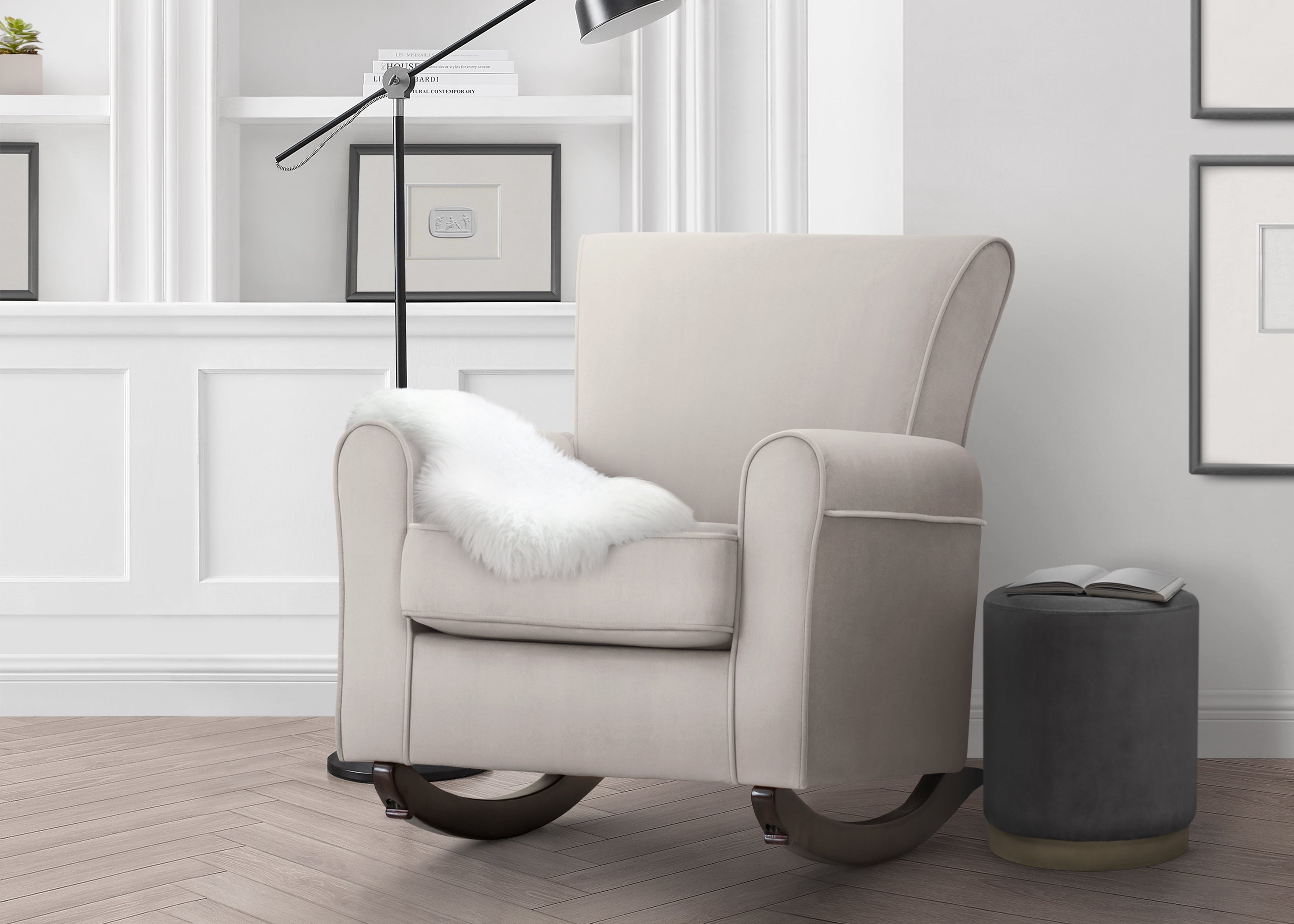 Premium Lancaster Rocking Chair with LiveSmart Fabric by Culp - Comfortable & Durable for Living Room, Nursery, or Patio Relaxation