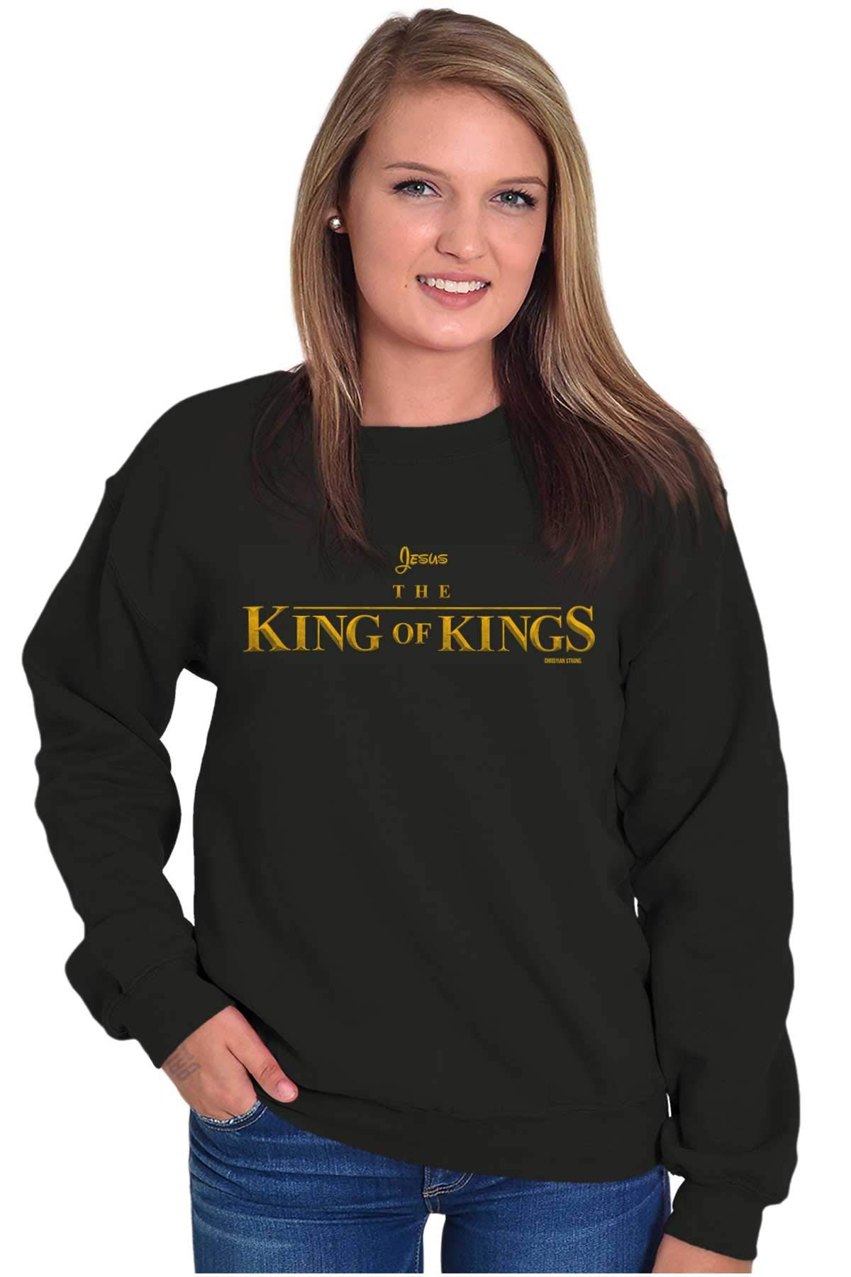 Brisco Brands Jesus the King of Kings Christian Sweatshirt for Men & Women - Religious Apparel for Church, Bible Study & Everyday Faith Wear