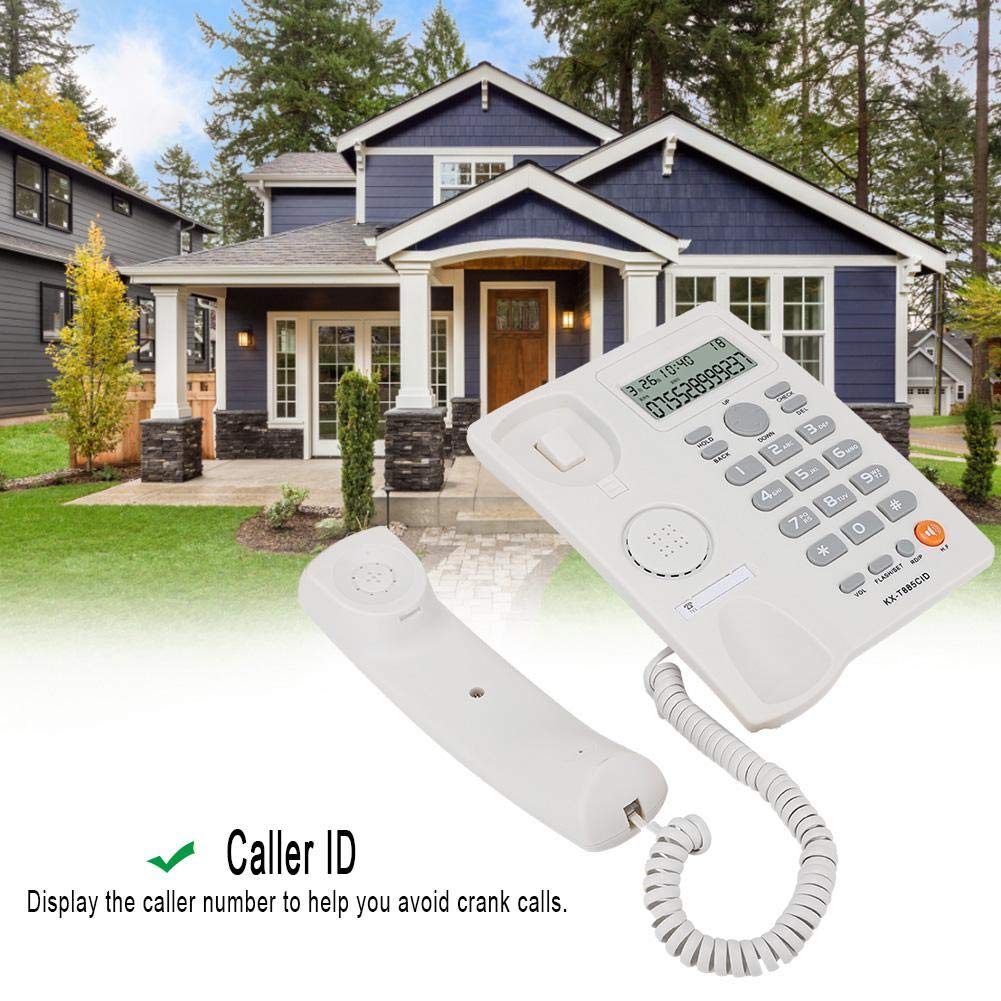 **Corded Landline Phone with Caller ID & Call Waiting - Desktop Telephone for Home, Office & Hotel - Reliable Communication Solution (White)**    *(Perfect for Home Offices, Small Businesses, and Hospitality Use - Stay Connected with Clear Calls!)*