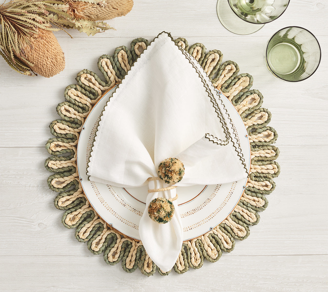 Casbah Placemats Set of 6 - Premium Woven Table Mats for Dining, Heat Resistant & Non-Slip - Perfect for Home Decor, Dinner Parties, and Holiday Gatherings