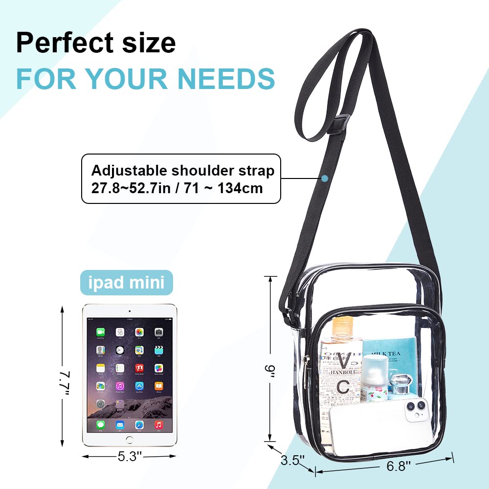 Clearworld Clear Stadium Bag for Concerts & Sports Events - Transparent Crossbody Purse with Adjustable Strap | Perfect for Music Festivals, Theme Parks & Security Checkpoints