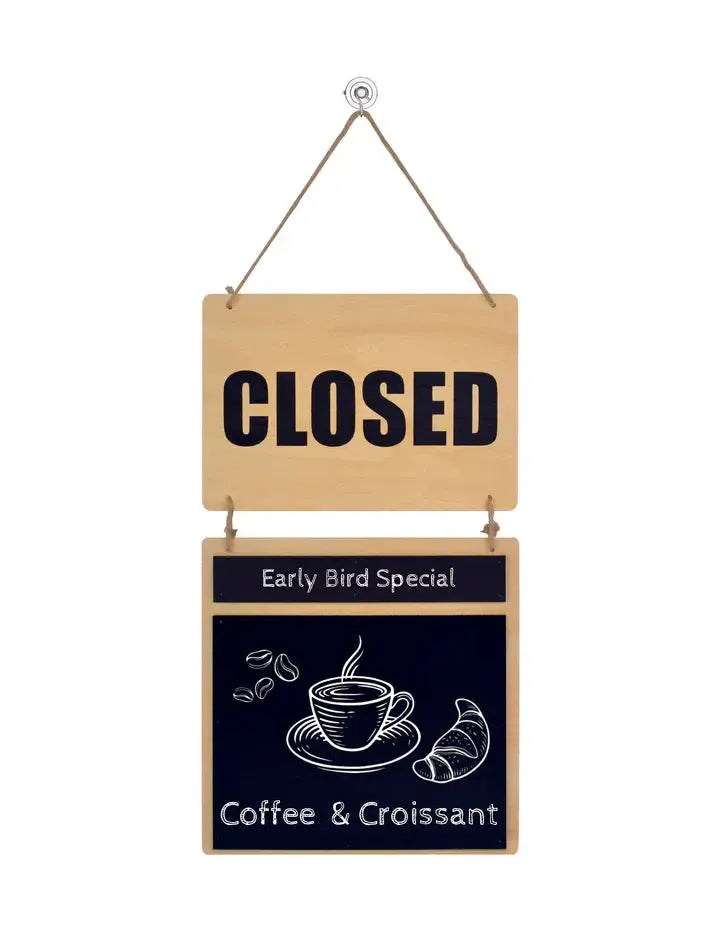 Chalkboard Open Closed Sign - 9x16 Inches - Reversible Hanging Door Sign for Business, Restaurants & Retail Stores - Perfect for Store Hours, Events & Daily Specials