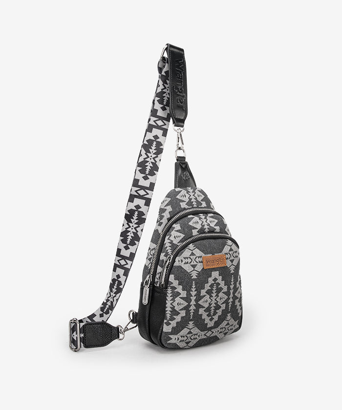Wrangler Aztec Print Sling Bag - Stylish Crossbody Bag for Men & Women - Perfect for Travel, Hiking, and Everyday Use