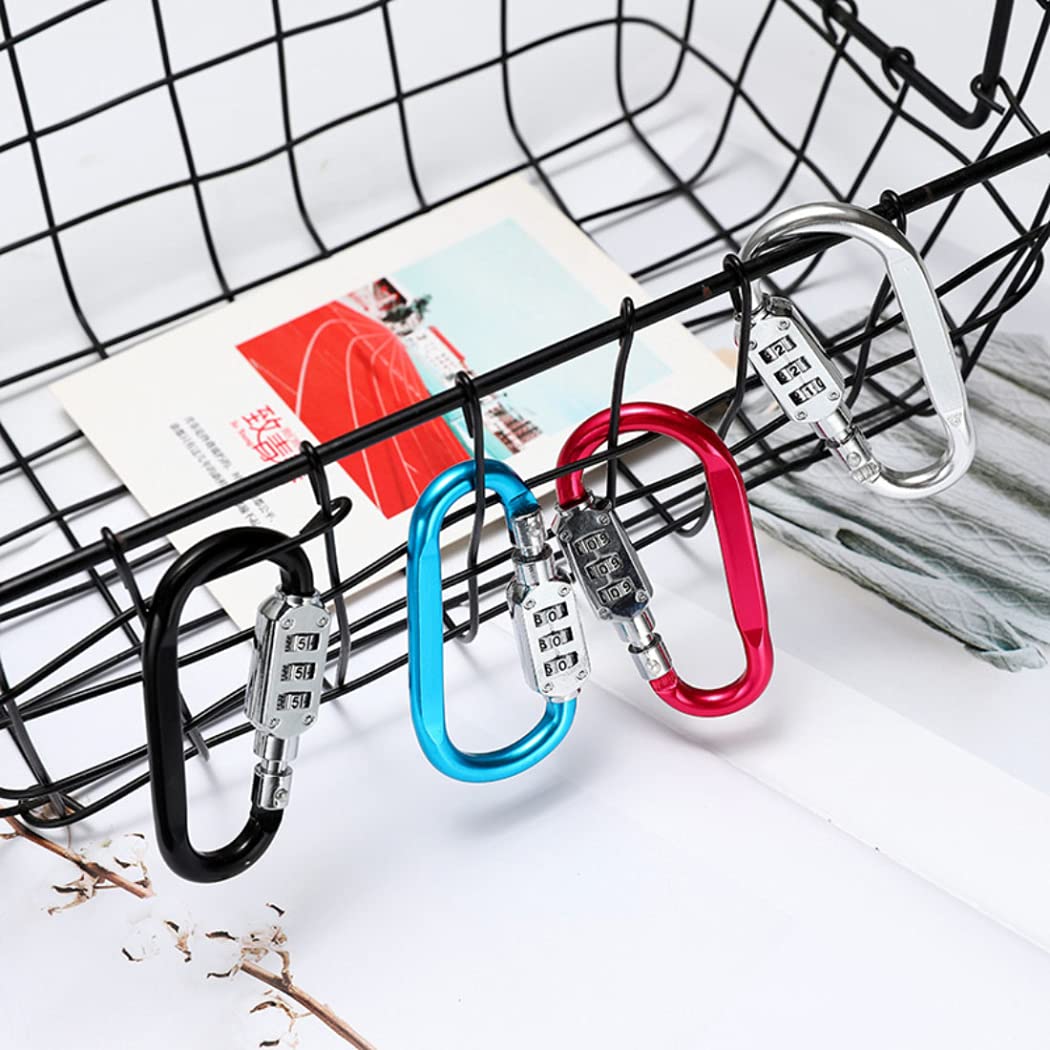 3-Digit Combination Carabiner Lock Keychain Clip for Luggage Backpack - Secure Travel Outdoor Accessory with Key Ring (Rose Red, Small) - Perfect for Gym Bags, Hiking Gear & Suitcase Security