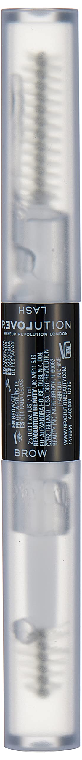 Makeup Revolution Glossy Fix Eyebrow Gel & Clear Mascara - 2-in-1 Eyebrow and Lash Enhancer, Transparent Conditioning Formula for Glossy & Shiny Brows, Paraben-Free & Cruelty-Free (2g) | Perfect for Natural Everyday Look and Special Occasion Makeup