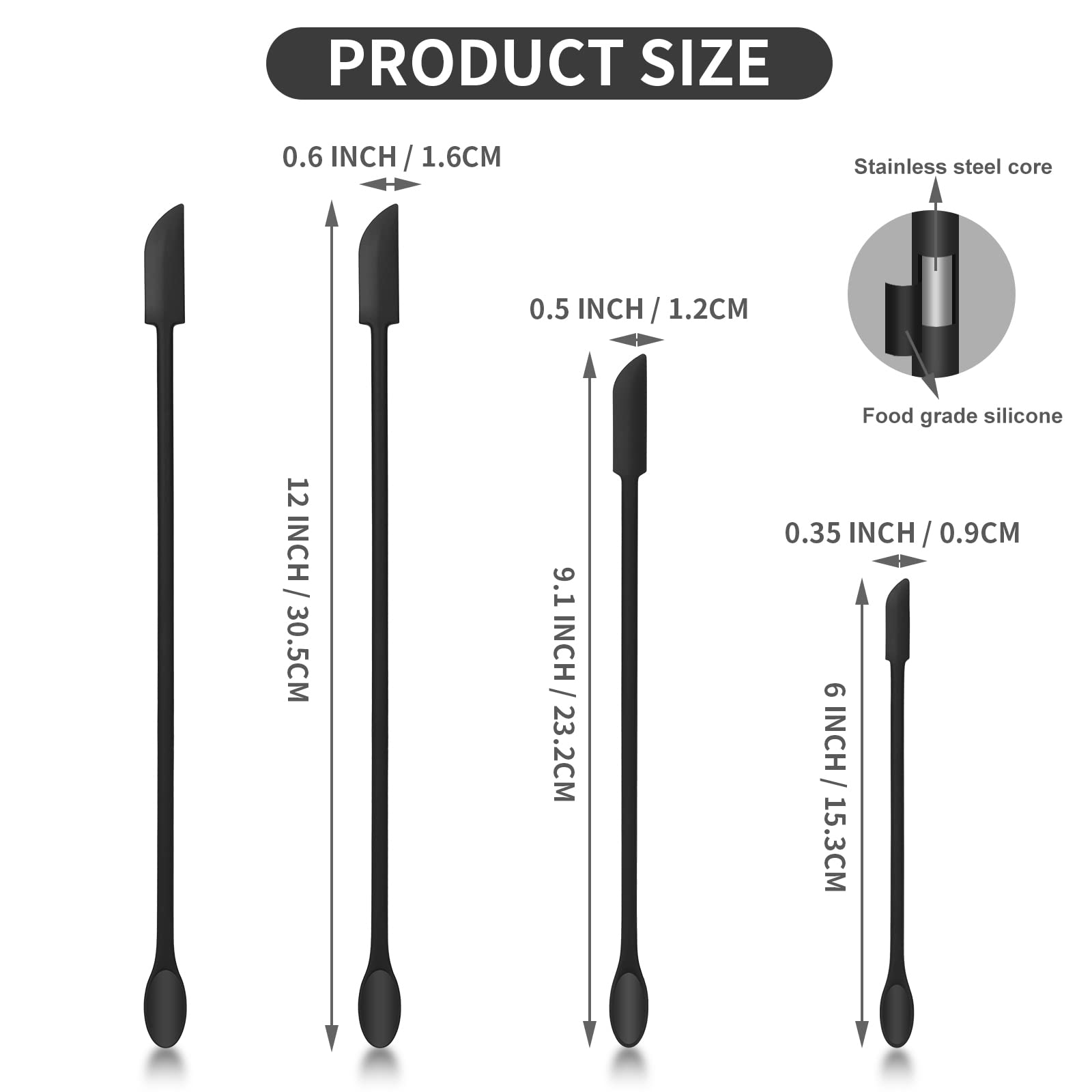 Mini Silicone Makeup Spatula - Black Cosmetic Jar Scraper Tool for Getting Every Last Drop of Foundation, Cream & Skincare - Perfect for Travel, Home & Professional Makeup Kits