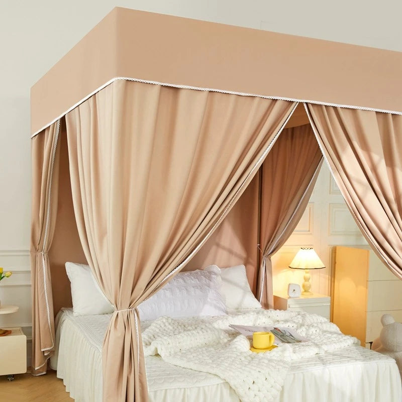 Blackout Canopy Bed Curtain with Detachable Top - Light Blocking Bedroom Decor for Better Sleep, Privacy & Room Darkening (Perfect for Nursery, Dorm, Master Bedroom)