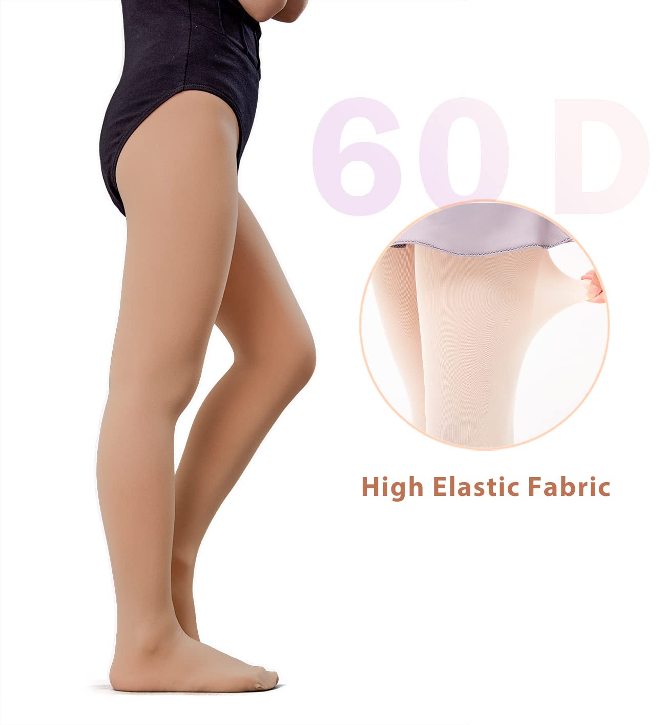 Ultra Soft Girls Ballet Dance Tights with Footed Design for Toddlers & Kids | Comfortable Ballet Stockings for Dance Class, Recital & Practice