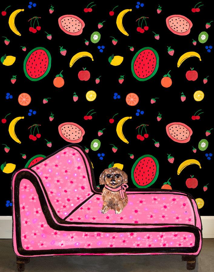 Fruit Punch Wallpaper by Carly Beck - Black - Perfect for Living Room, Bedroom, and Home Decor