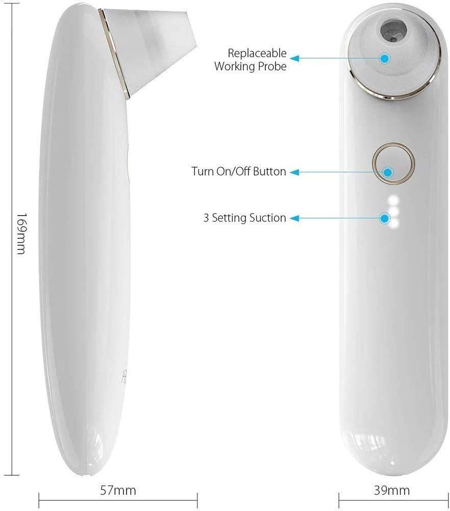**Electric Blackhead Remover Pore Vacuum Cleaner - USB Rechargeable Facial Pore Cleaner for Acne, Comedones & Whitehead Removal | Perfect for At-Home Skincare & Spa Treatments**