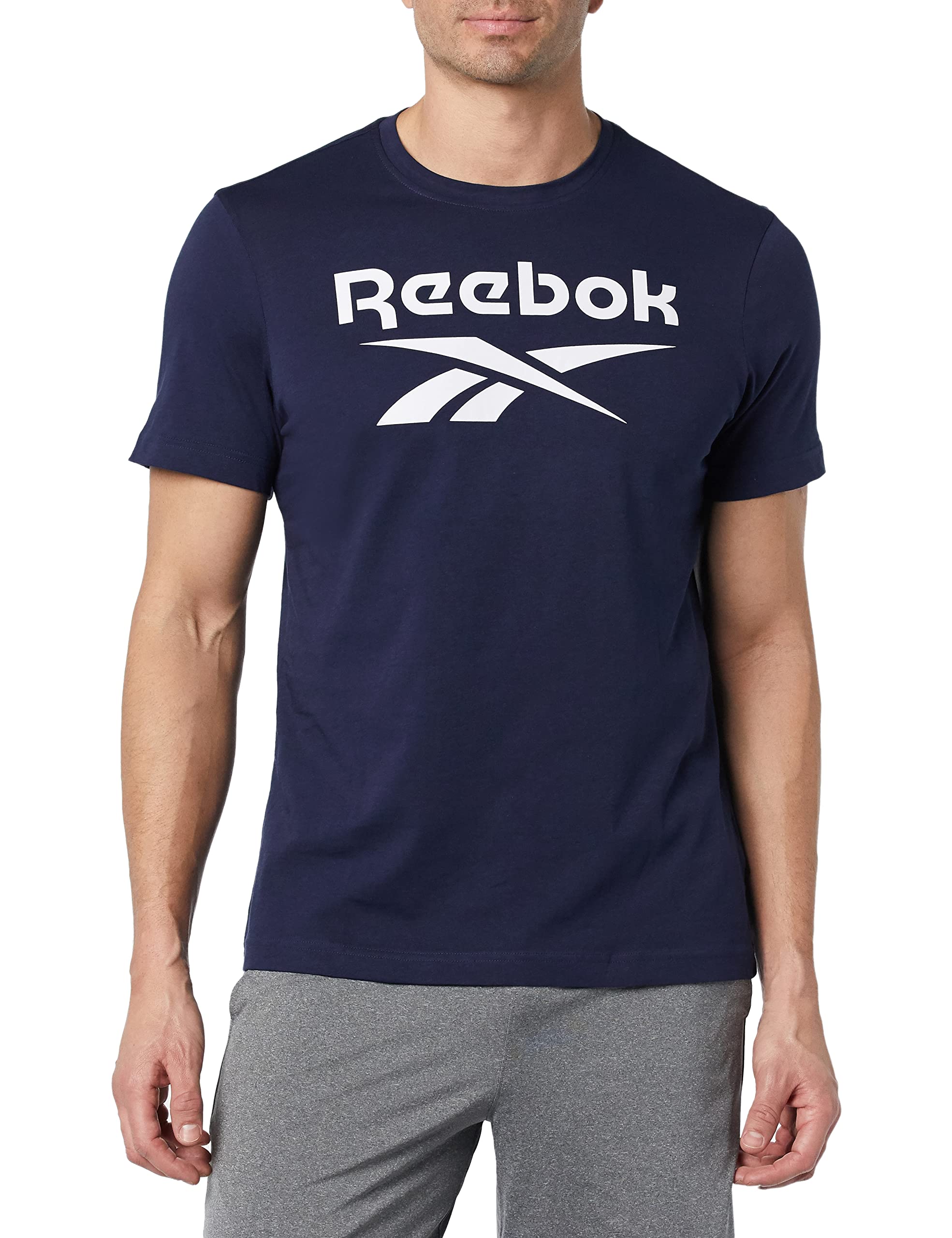 Reebok Men's Big Logo T-Shirt - Comfortable Cotton Casual Tee for Gym, Workout & Everyday Wear